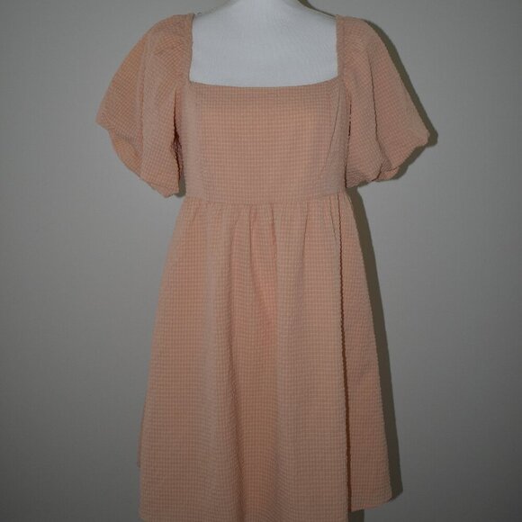 AND NOW THIS Orange Dress – Puffy Sleeves, Size Large - Picture 1 of 2